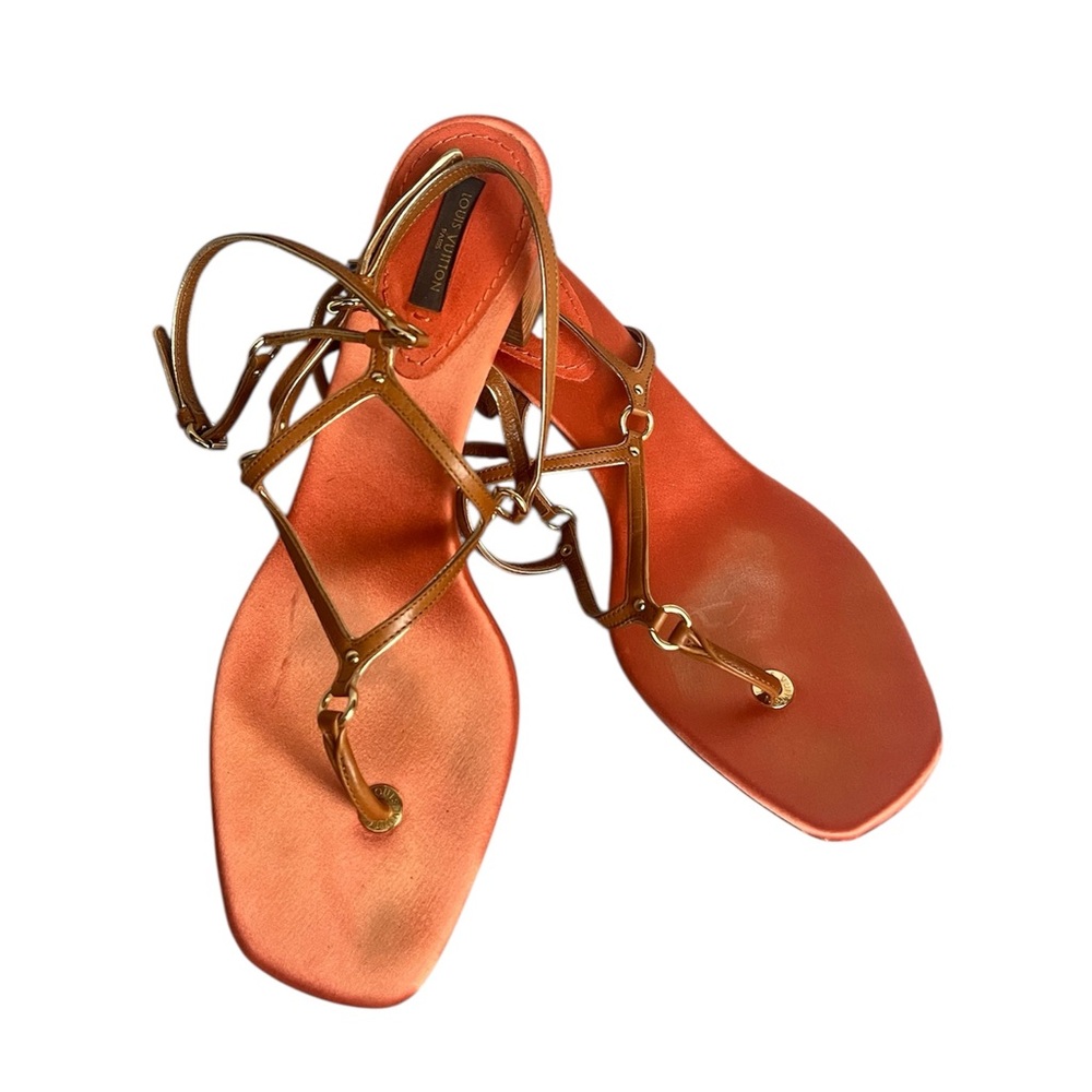 Louis Vuitton Tan Leather Strappy Sandals EU 39 (US 9) Box & Dust Bag Included